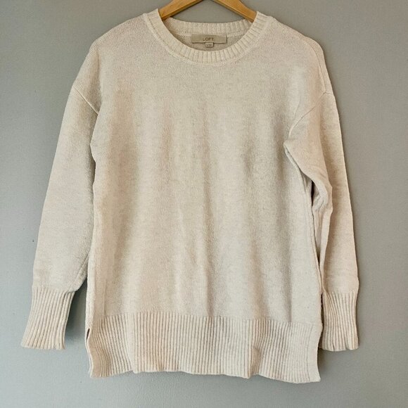 Loft Crewneck Pullover Knit Sweater Cream Size XS - Picture 1 of 4